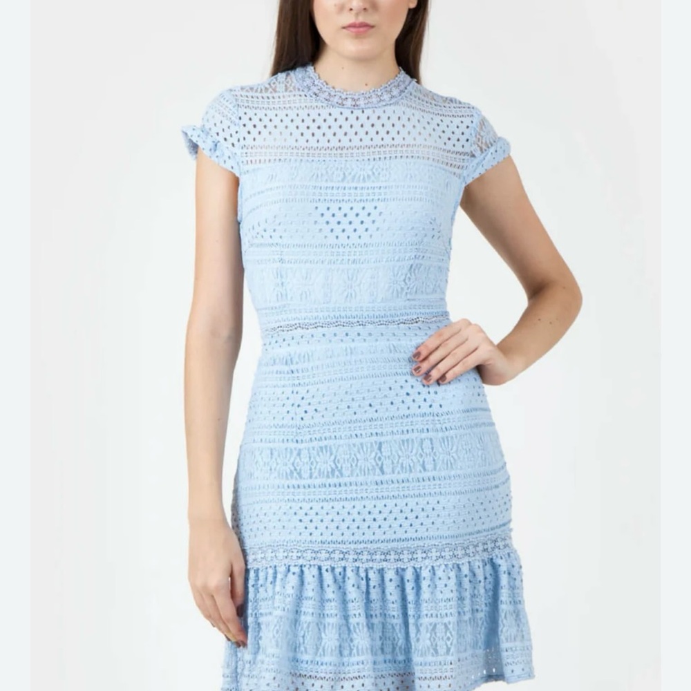Elegant Blue Lace Dress